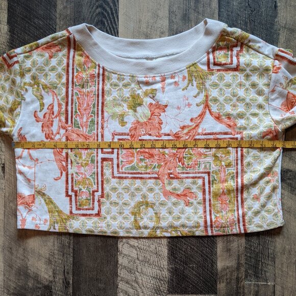 Anthropologie x Daily Practice Cropped Off Shoulder Sweatshirt Floral Medium - Picture 7 of 7